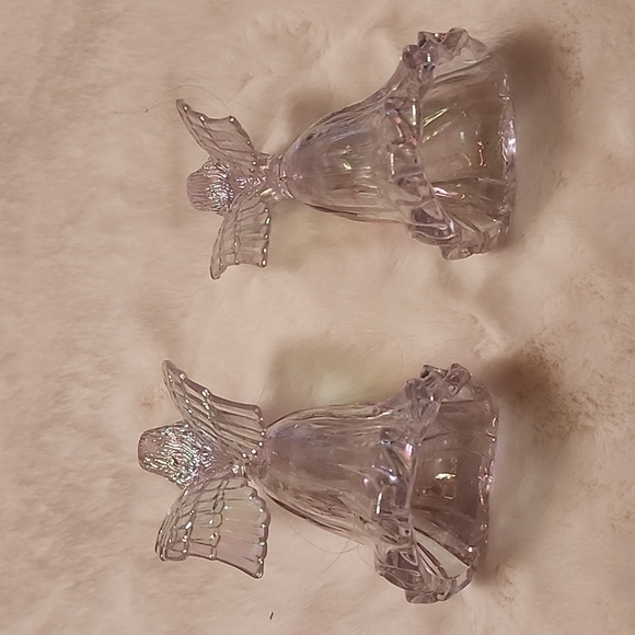 SET OF 2 , IRRADESCENT ANGELS  CHRISTMAS  ORNAMENTS. - Picture 3 of 4